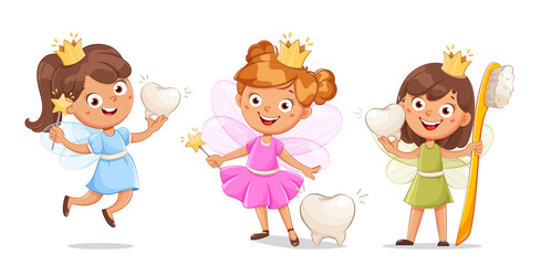 Cute little tooth fairy with crown