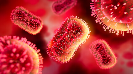 Medical illustration of Monkeypox virus - 3D illustration - obrazy, fototapety, plakaty