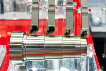 close up sample cutting tools and workpiece show function or how to use it of cnc machining center...