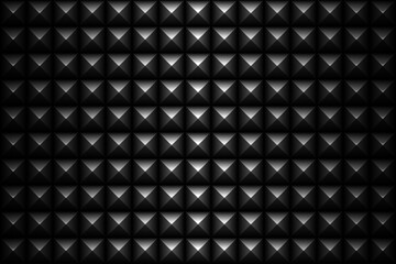 Vector black embossed pattern metal grid seamless background. Square diamond shape cell endless texture. Web page fill dark pyramid crystal geometric pattern - 512426976