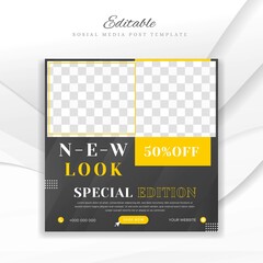Minimalist fashion sosial media post template design vector