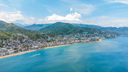 Puerto Vallarta City with Blue Sea and Mountains
