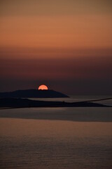 Fototapeta na wymiar Beautiful summer sunset from Agios stefanos in Corfu, Greece