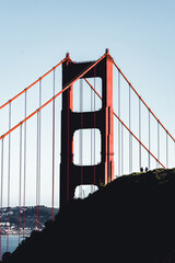 golden gate bridge background and sillouette of hill 