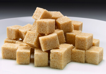 Azúcar de caña en forma de cuadrados. Cane sugar in the form of squares.