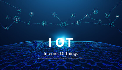 Abstract Internet of things Concept city 5G.IoT Internet of Things communication network Innovation Technology Concept Icon. Connect wireless devices and networking Innovation Technology.