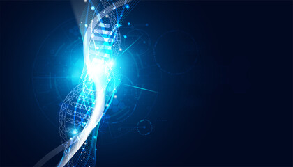 abstract technology science concept DNA futuristic on hi tech blue background