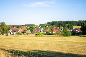 Fototapeta na wymiar A view of a village in Germany. Landscape.