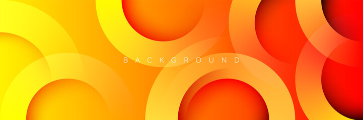 Abstract round tech high contrast yellow and orange glossy stripes corporate background design banner pattern presentation web template