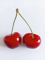 fresh juicy sweet cherry on white background