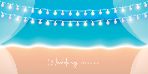 wedding invitation seascape on a beautiful beach