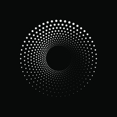 Dot circle logo halftone background. Vector illustration.