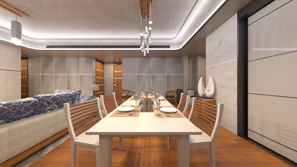 夜景が見えるリビングルーム