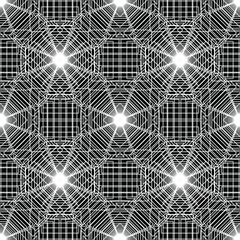 White luxury lines seamless pattern on the black background. Vector illustration.