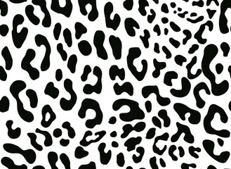 Fototapeta na wymiar Animal black and white print leopard vector texture, modern trendy design for clothes, fabric, paper.