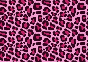 Pink leopard print seamless vector pattern, animal skin, disguise. © Sanvel