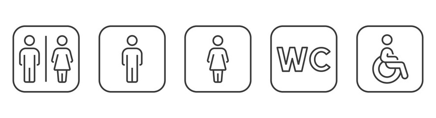 Bathroom symbol. WC symbols set. Bathroom signs vector - obrazy, fototapety, plakaty
