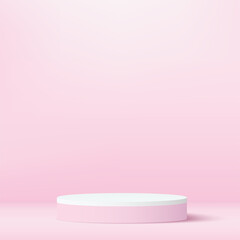 Abstract background with pink color podium for presentation. Vector