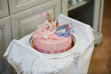 cake for children's birthday girl in sweet fondant