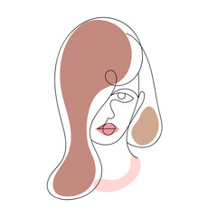 Line art woman face in minimalistic style