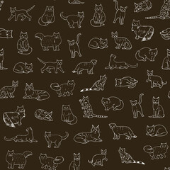 Cats illustrations seamless vector pattern 