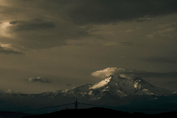 Monochrome mount view at sunrise in the morning. Mount Erciyes in Kayseri
