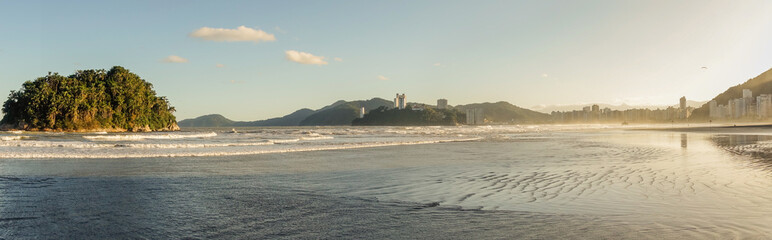 panoramic view of Jose Menino beach in Santos, on the coast of Sao Paulo, Brazil