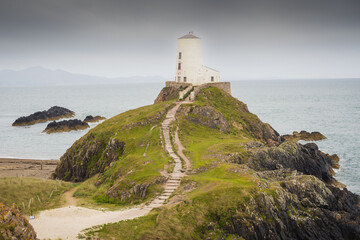 Fototapeta na wymiar Twr Mawr lighthouse on Llanddwyn Island, Anglesey, Wales