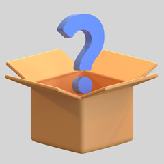 empty box question mark icon 3d illustration
