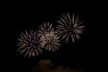 Fototapeta premium bright fireworks balls in the night sky