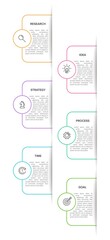 Naklejka na ściany i meble Vertical infographic design with icons and 6 options or steps. Thin line. Infographics business concept. Can be used for info graphics, flow charts, presentations, mobile web sites, printed materials.