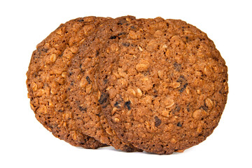 Cereal baked cookies isolated on the white background