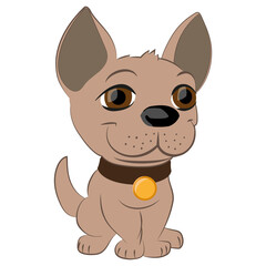 Fototapeta na wymiar Cute puppy dog with gold medal. Vector illustration