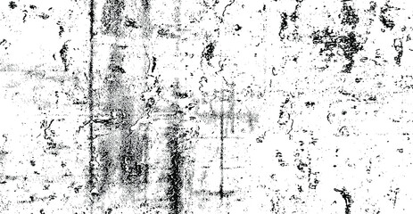 Monochrome texture composed of irregular graphic elements. Distressed uneven grunge background. Abstract vector illustration. Overlay for interesting effect and depth. Isolated on white background.