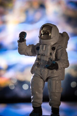 retrato de astronauta sobre fondo espacial  © J.M. Tornero