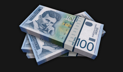 Serbia dinar money banknotes pack 3d illustration