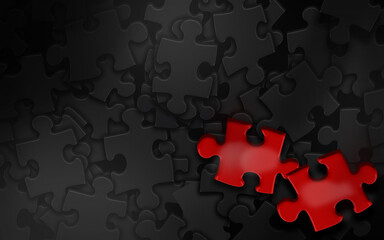 Red Jigsaw Puzzle Symbol Against Black Duplicates