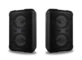 acoustic sound system, speakers, on a white background