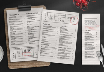 Restaurant Menu Layout with Rustic Contemporary Style