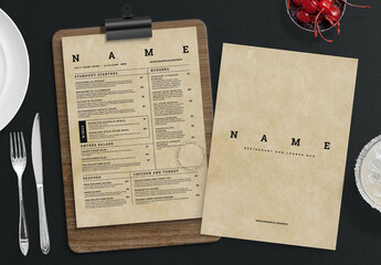 Menu Layout with Rustic Cardboard Texture