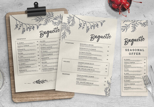 Rustic Menu Layout with Foliage Decorations