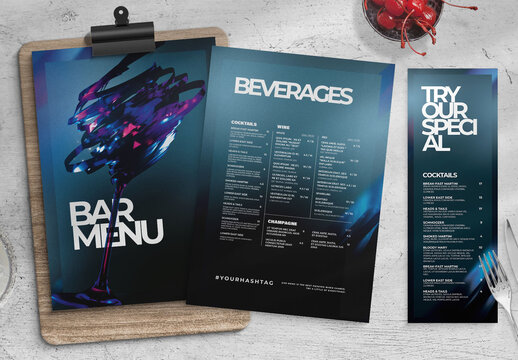 Nightclub Bar Menu Layout