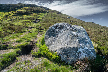 Wicklow National Park. Big stone in foreground.