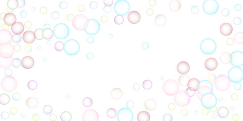 Soap bubbles flew randomly on a white background. Vector