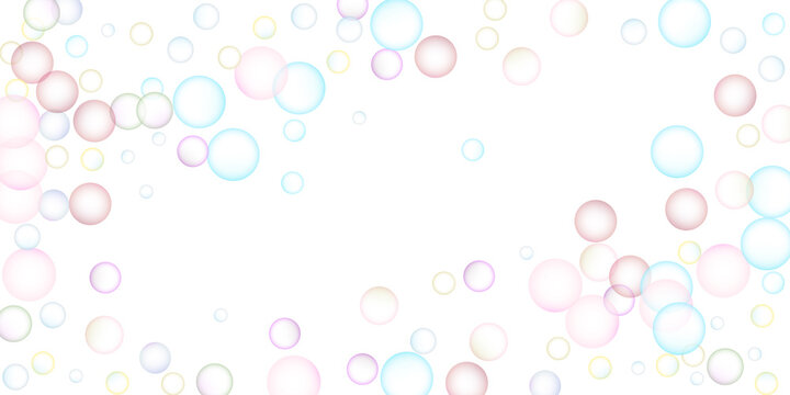 Soap bubbles flew randomly on a white background. Vector