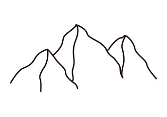 Icono negro de picos de montaña en fondo blanco.