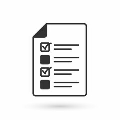 Grey Online quiz, test, survey or checklist icon isolated on white background. Exam list. E-education concept. Vector