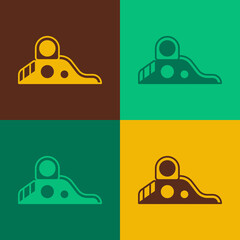Pop art Slide playground icon isolated on color background. Childrens slide. Vector
