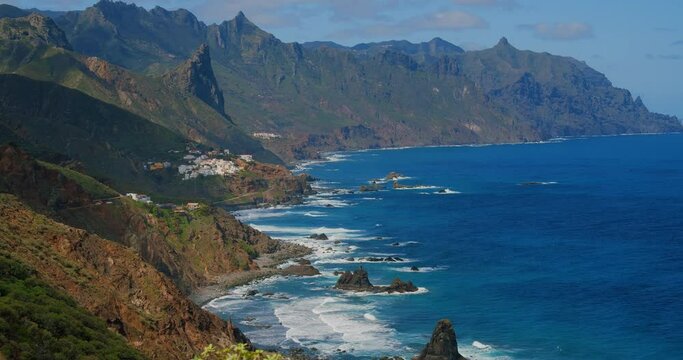 Almaciga village and Taganana, Mount Roque de las Animas. North of Tenerife, Anaga national rural park, Canary Islands, Spain.