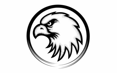hand drawn eagle with brush circle